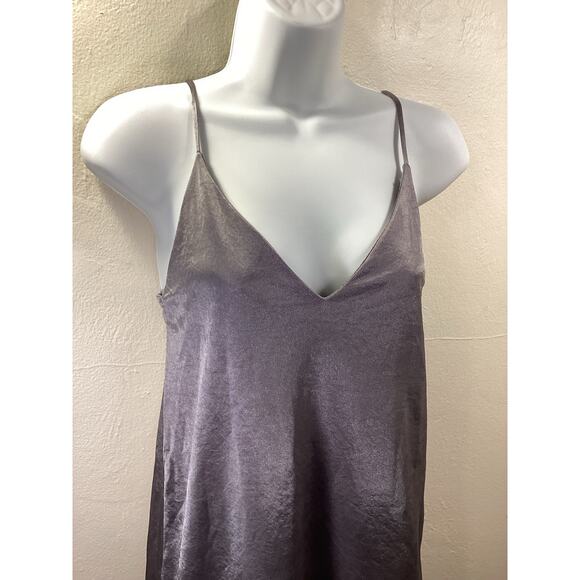 ZARA Silver Metallic Mini Stretch Shift Slip Evening Party Dress Y2K Look S Sexy - Picture 8 of 9